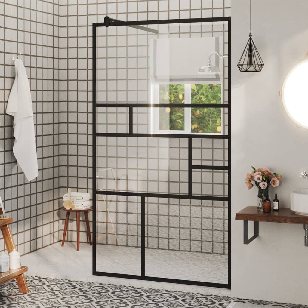 vidaXL Paravan de duș walk-in negru 90x195 cm sticlă ESG transparentă vidaXL Paravan de duș walk-in negru 90x195 cm sticlă ESG transparentă
