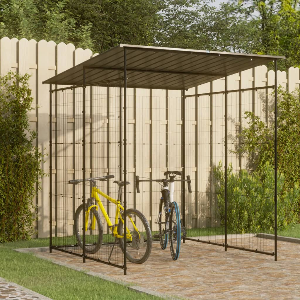 vidaXL Magazie pentru bicicletă, negru, 190x190x222 cm, oțel vidaXL Magazie pentru bicicletă, negru, 190x190x222 cm, oțel