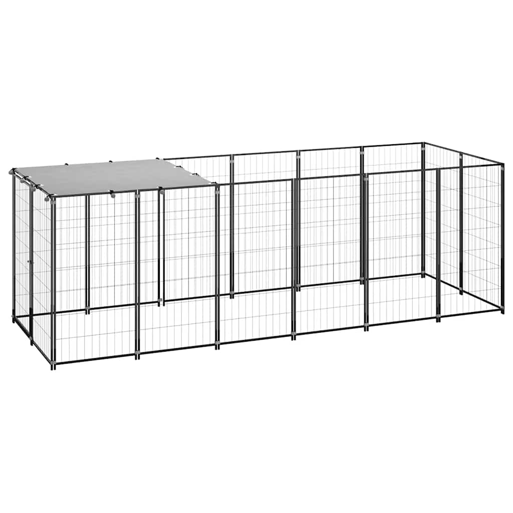 vidaXL Padoc pentru câini, negru, 330x110x110 cm, oțel vidaXL Padoc pentru câini, negru, 330x110x110 cm, oțel