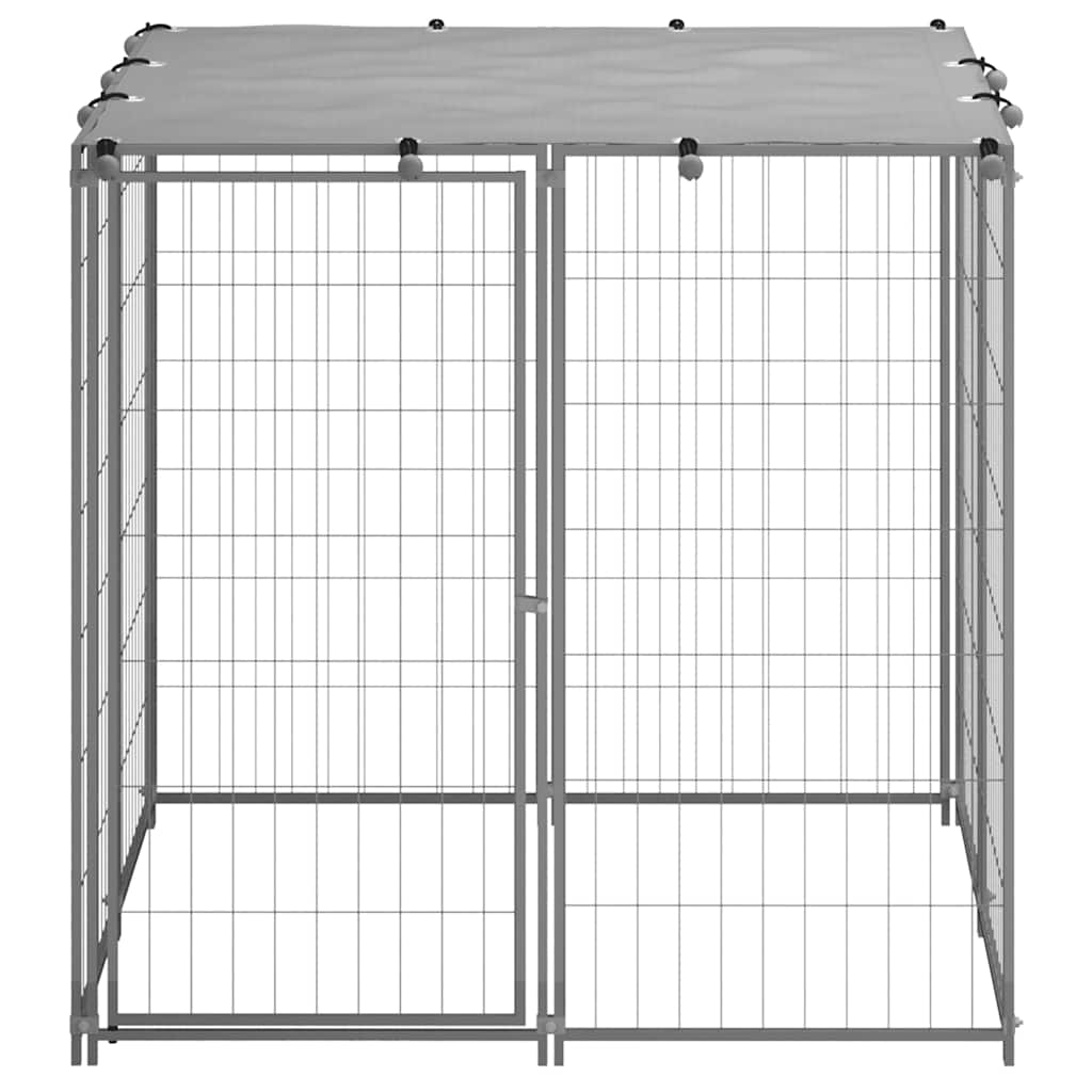 vidaXL Padoc pentru câini, argintiu, 110x110x110 cm, oțel vidaXL Padoc pentru câini, argintiu, 110x110x110 cm, oțel