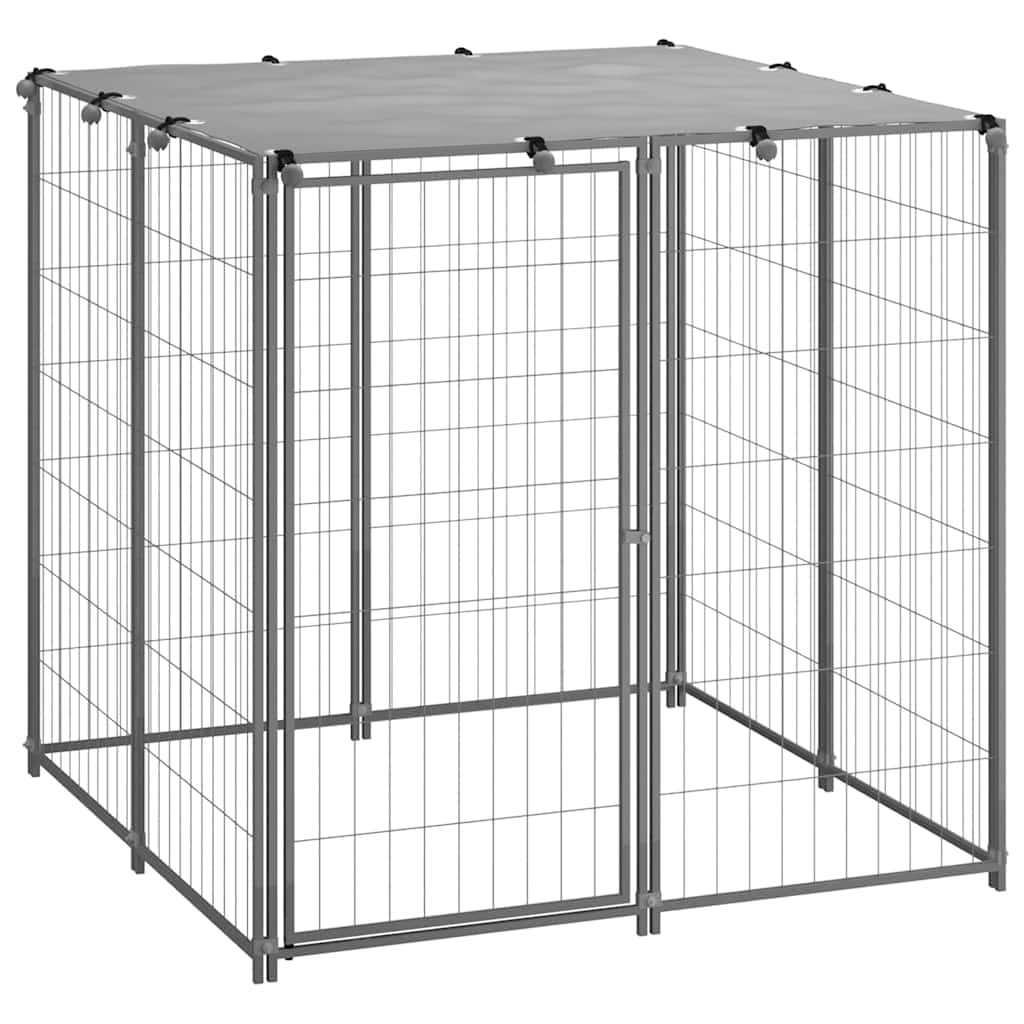 vidaXL Padoc pentru câini, argintiu, 110x110x110 cm, oțel vidaXL Padoc pentru câini, argintiu, 110x110x110 cm, oțel