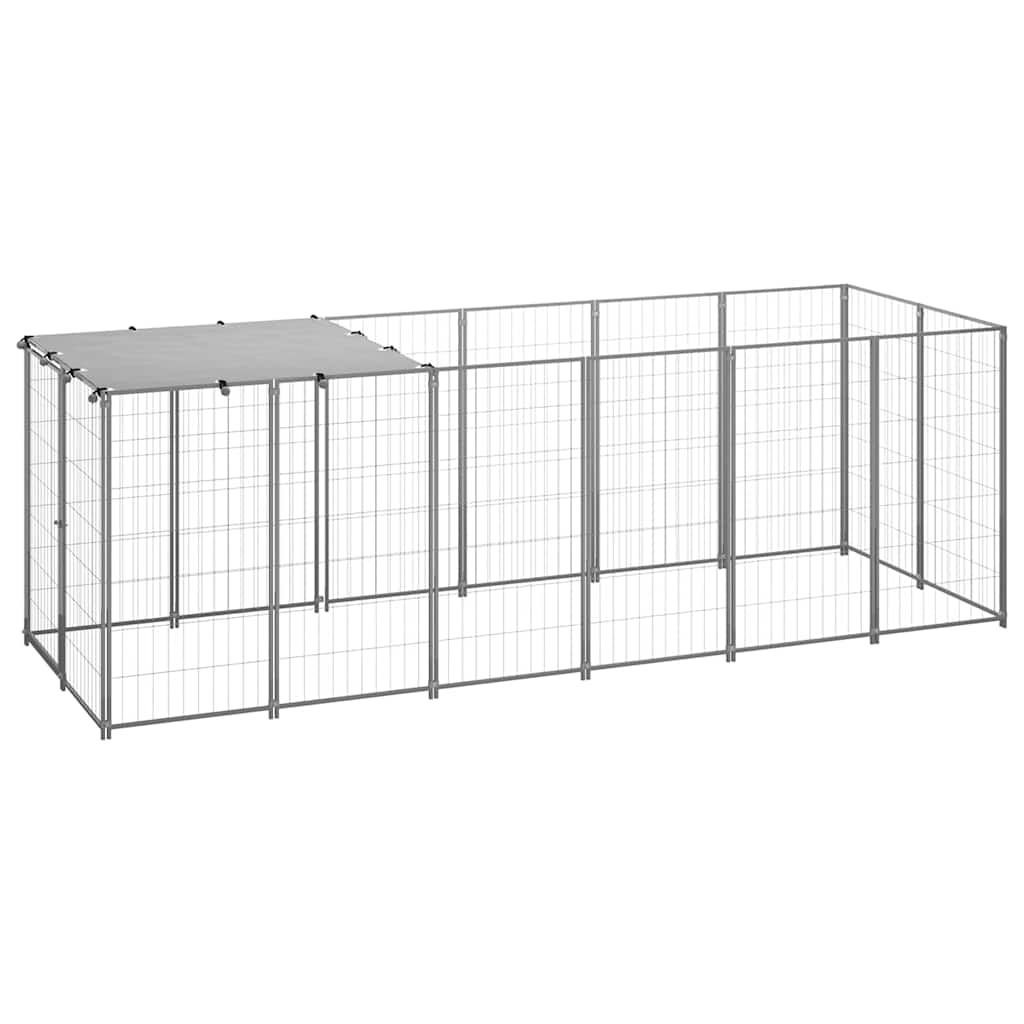 vidaXL Padoc pentru câini, argintiu, 330x110x110 cm, oțel vidaXL Padoc pentru câini, argintiu, 330x110x110 cm, oțel