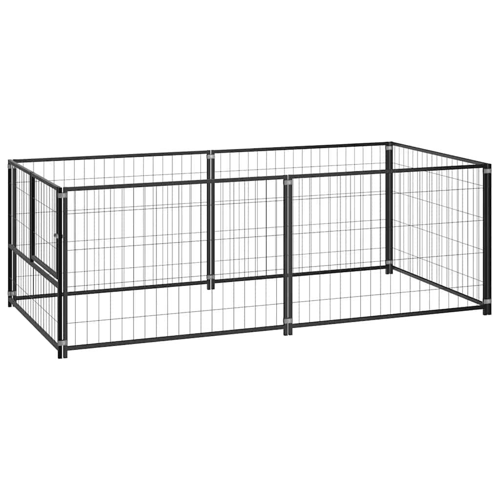 vidaXL Padoc pentru câini, negru, 200x100x70 cm, oțel vidaXL Padoc pentru câini, negru, 200x100x70 cm, oțel