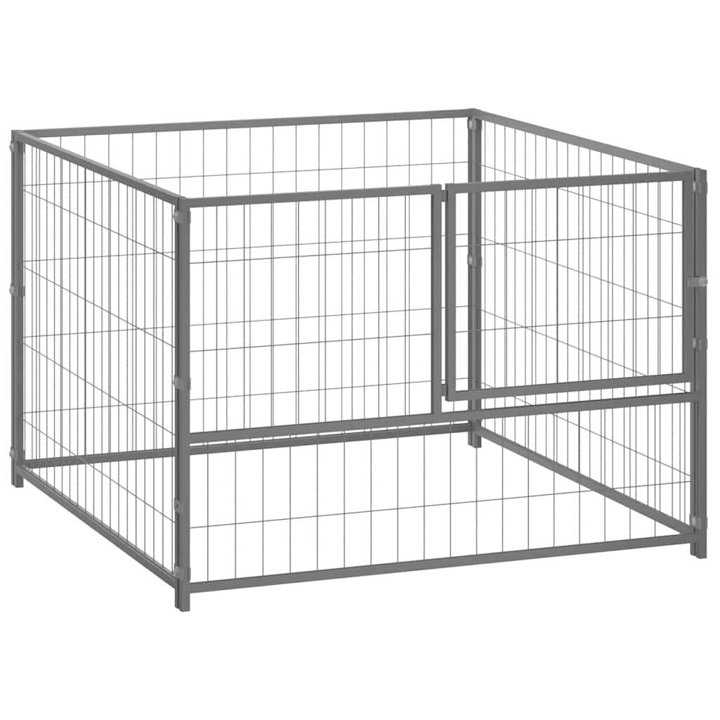 vidaXL Padoc pentru câini, argintiu, 100x100x70 cm, oțel vidaXL Padoc pentru câini, argintiu, 100x100x70 cm, oțel