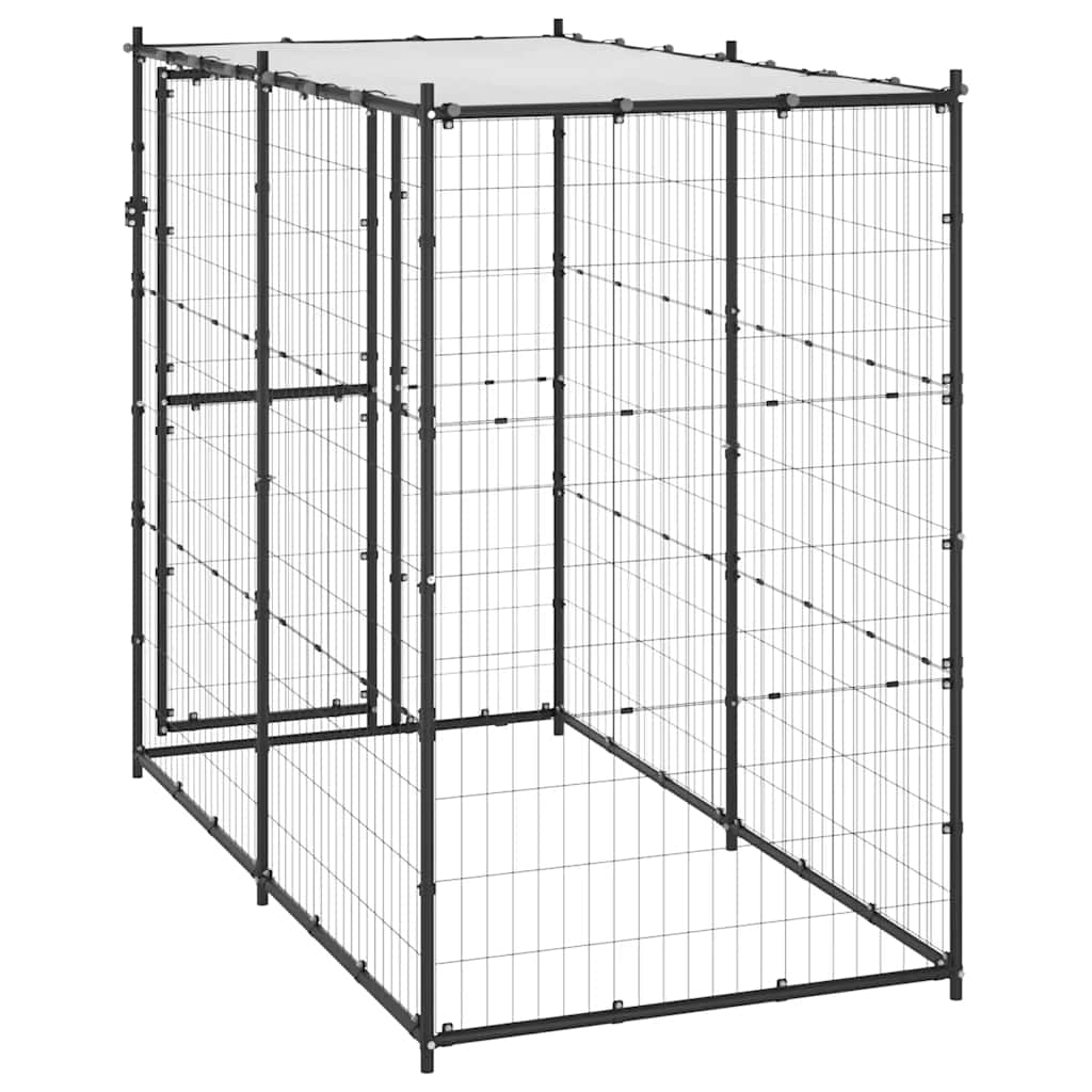 vidaXL Padoc pentru câini de exterior cu acoperiș 110x220x180 cm oțel