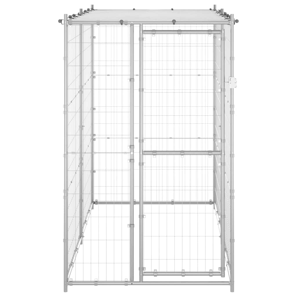 vidaXL Padoc câini de exterior cu acoperiș 110x220x180 cm oțel zincat vidaXL Padoc câini de exterior cu acoperiș 110x220x180 cm oțel zincat