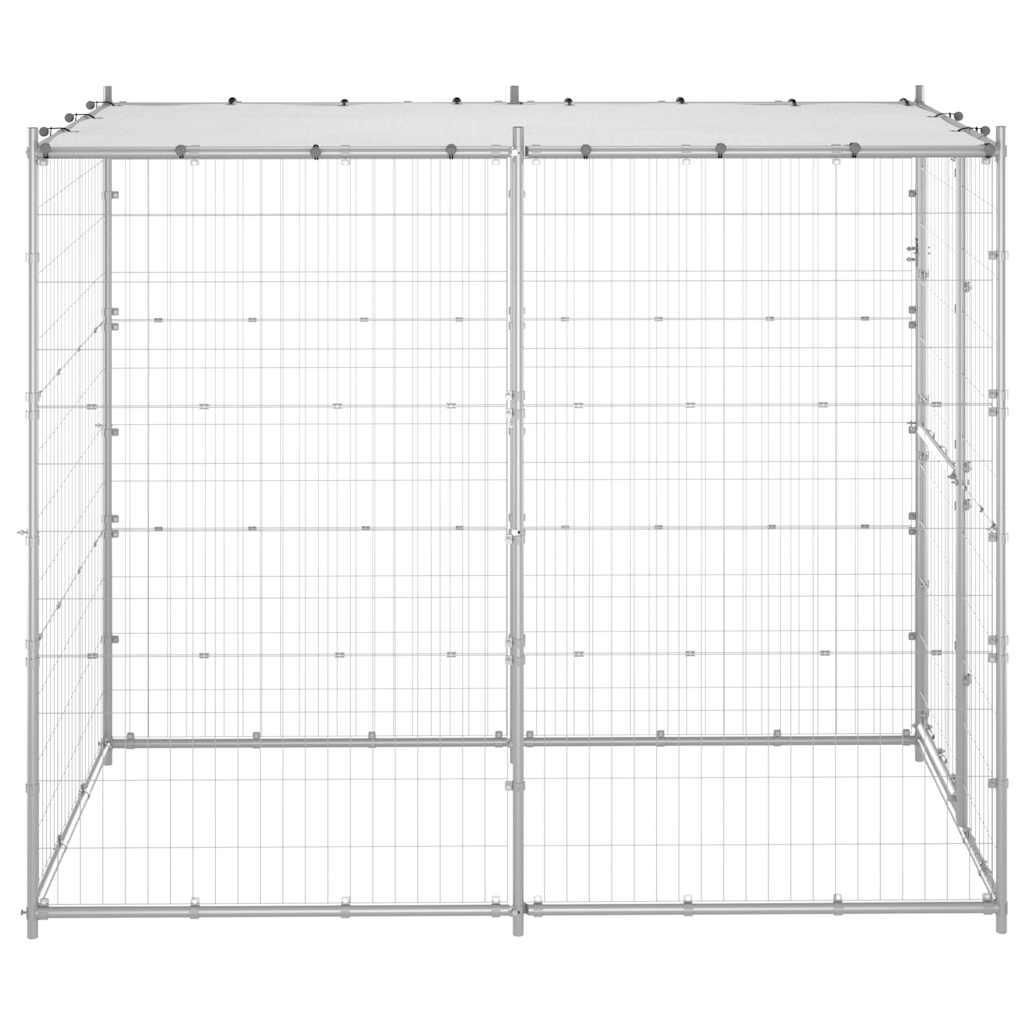 vidaXL Padoc câini de exterior cu acoperiș 110x220x180 cm oțel zincat vidaXL Padoc câini de exterior cu acoperiș 110x220x180 cm oțel zincat