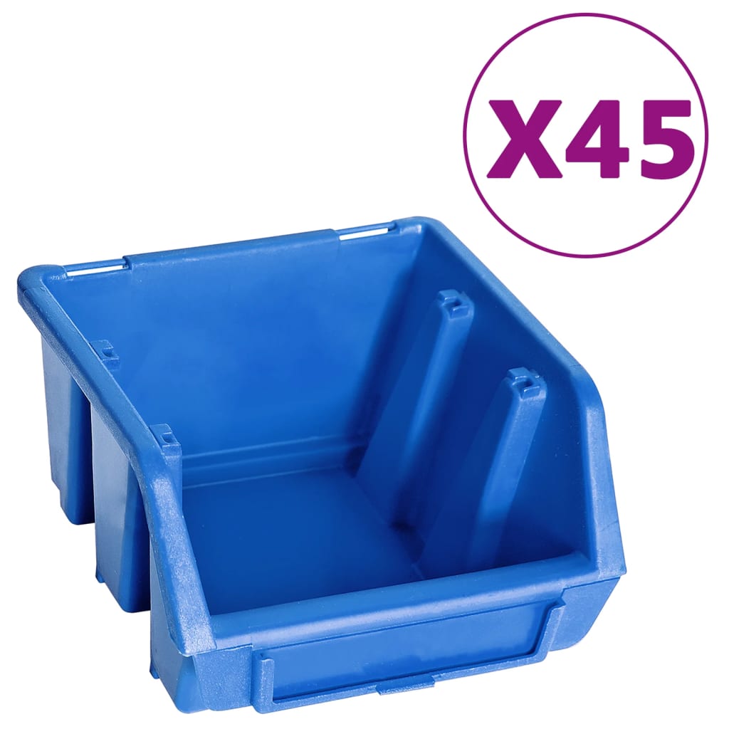vidaXL Set cutii depozitare, 48 piese, panouri perete, albastru&negru vidaXL Set cutii depozitare, 48 piese, panouri perete, albastru&negru