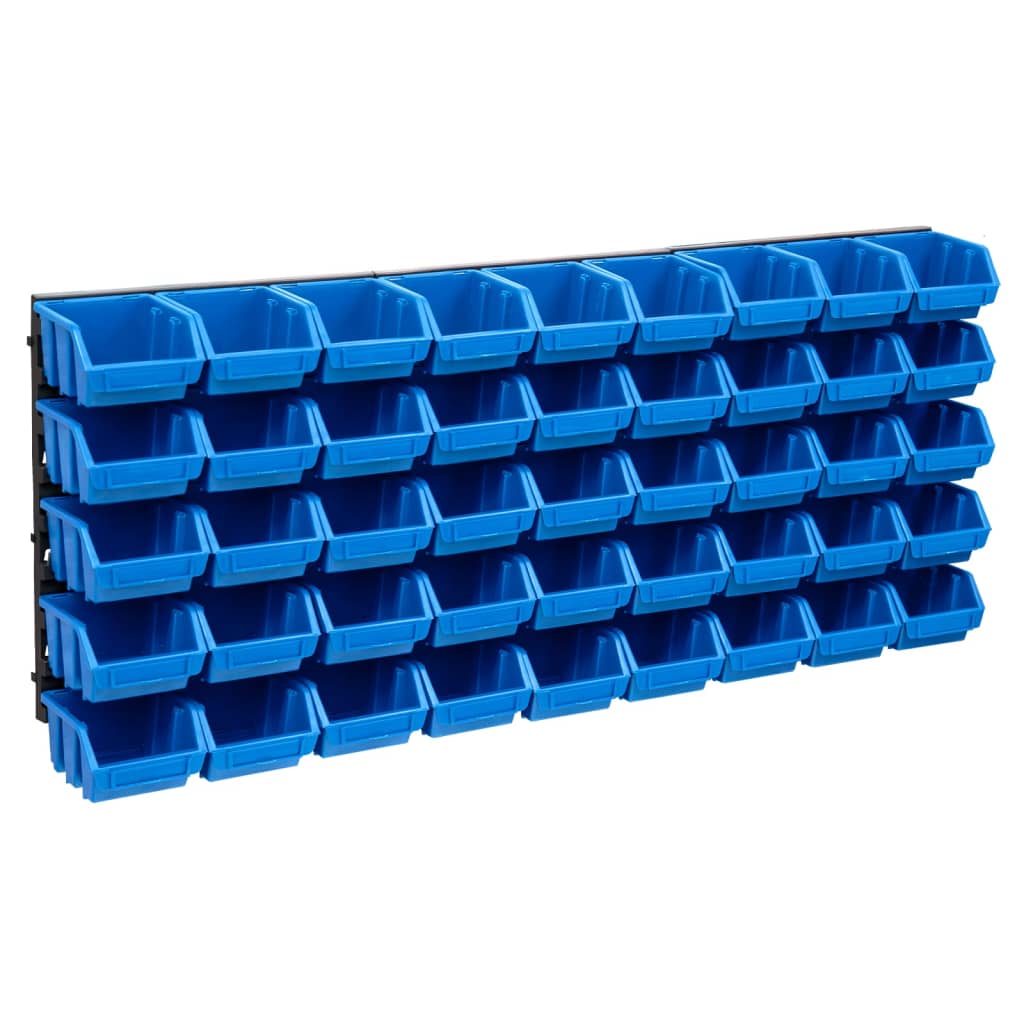 vidaXL Set cutii depozitare, 48 piese, panouri perete, albastru&negru vidaXL Set cutii depozitare, 48 piese, panouri perete, albastru&negru