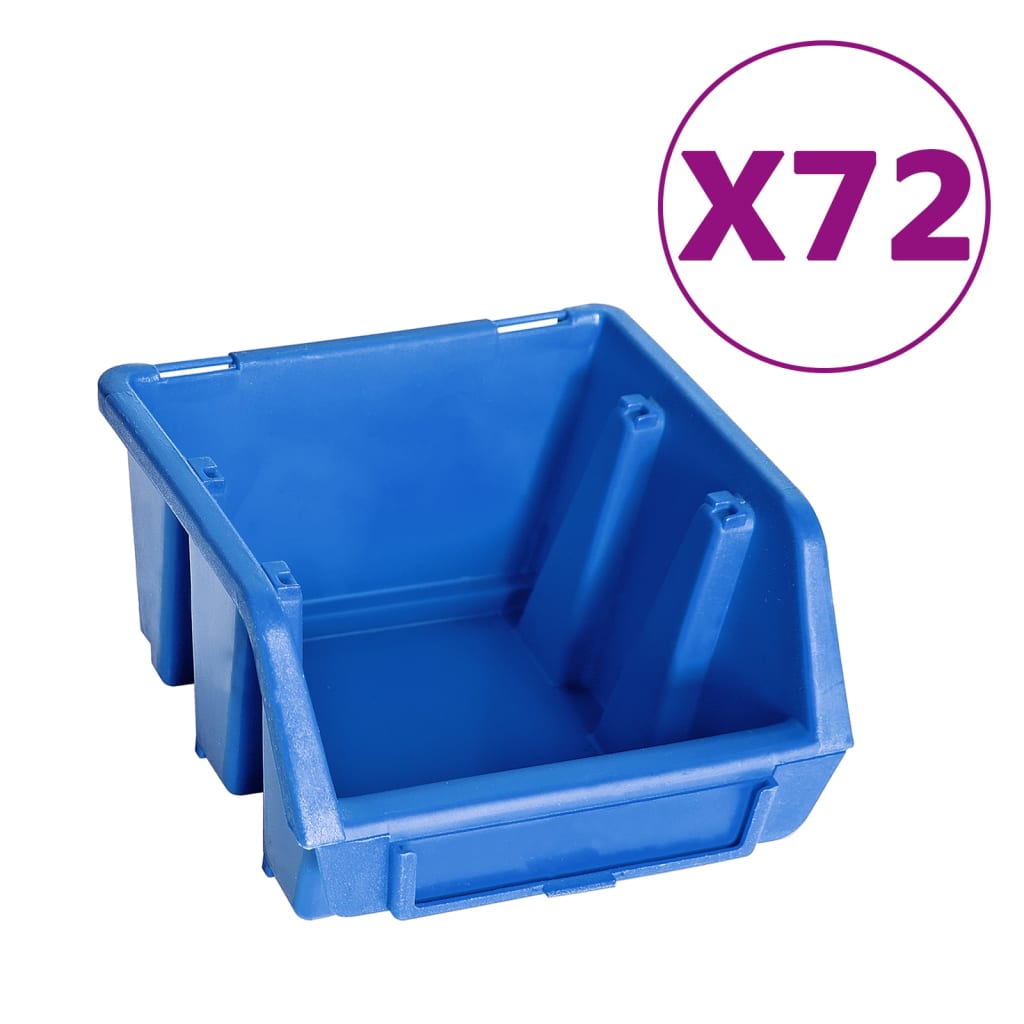 vidaXL Set cutii depozitare 128 piese, panouri perete, albastru&negru vidaXL Set cutii depozitare 128 piese, panouri perete, albastru&negru