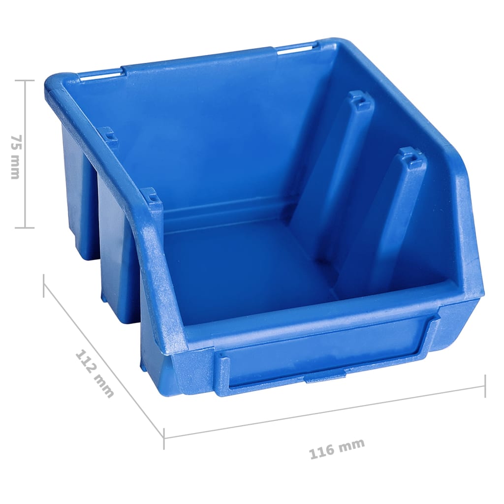 vidaXL Set cutii depozitare 128 piese, panouri perete, albastru&negru vidaXL Set cutii depozitare 128 piese, panouri perete, albastru&negru