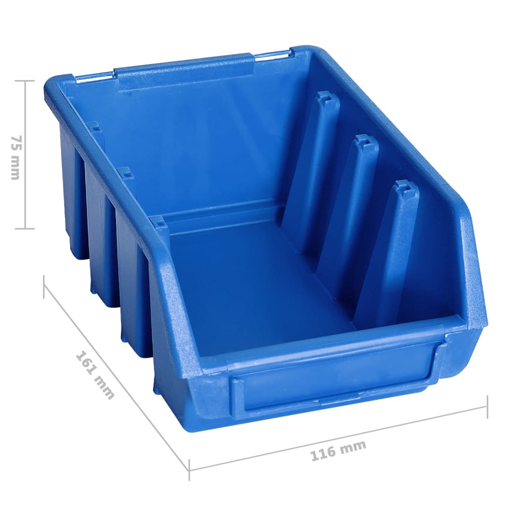 vidaXL Set cutii depozitare 128 piese, panouri perete, albastru&negru vidaXL Set cutii depozitare 128 piese, panouri perete, albastru&negru