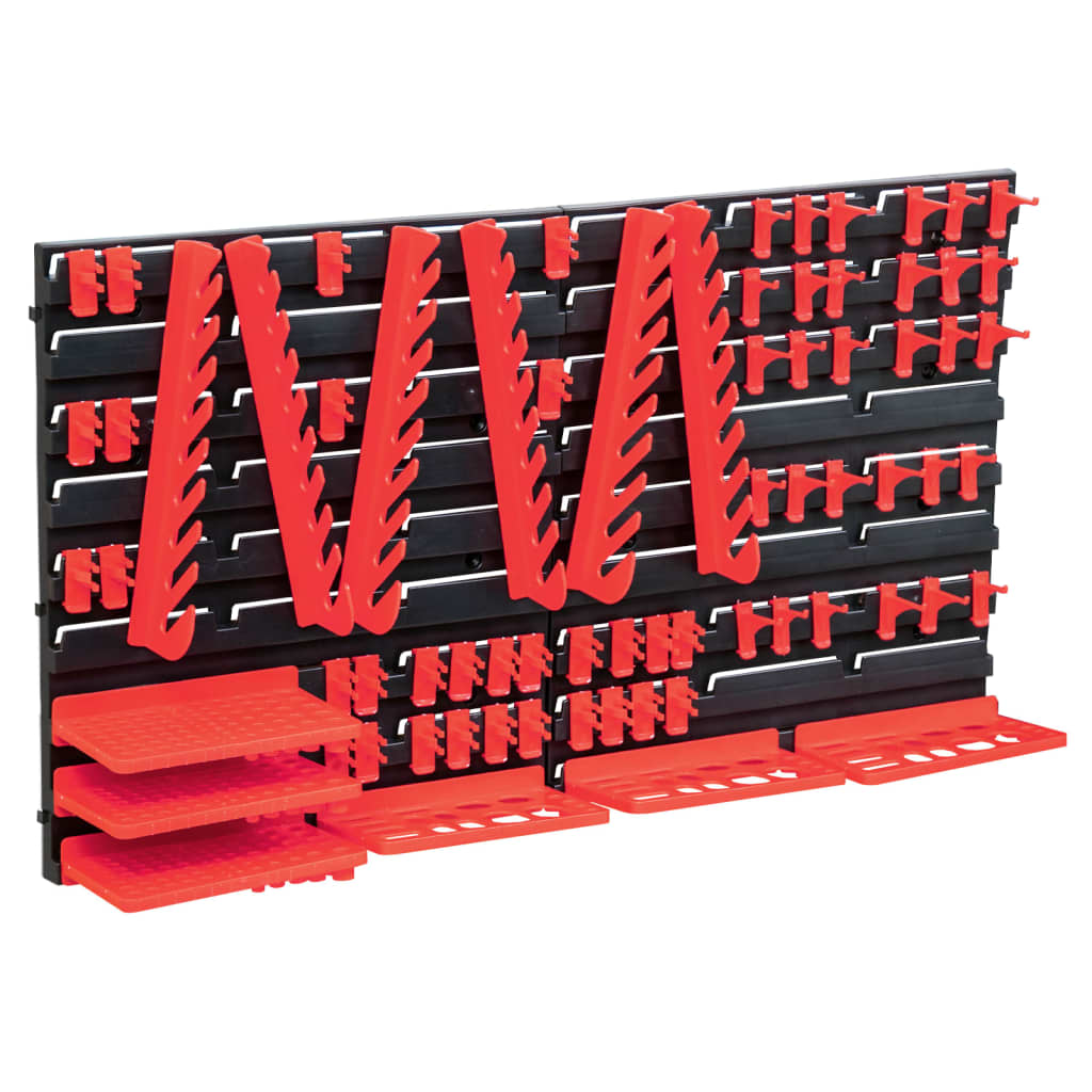 vidaXL Set cutii depozitare 71 piese, cu panouri de perete, roșu&negru vidaXL Set cutii depozitare 71 piese, cu panouri de perete, roșu&negru