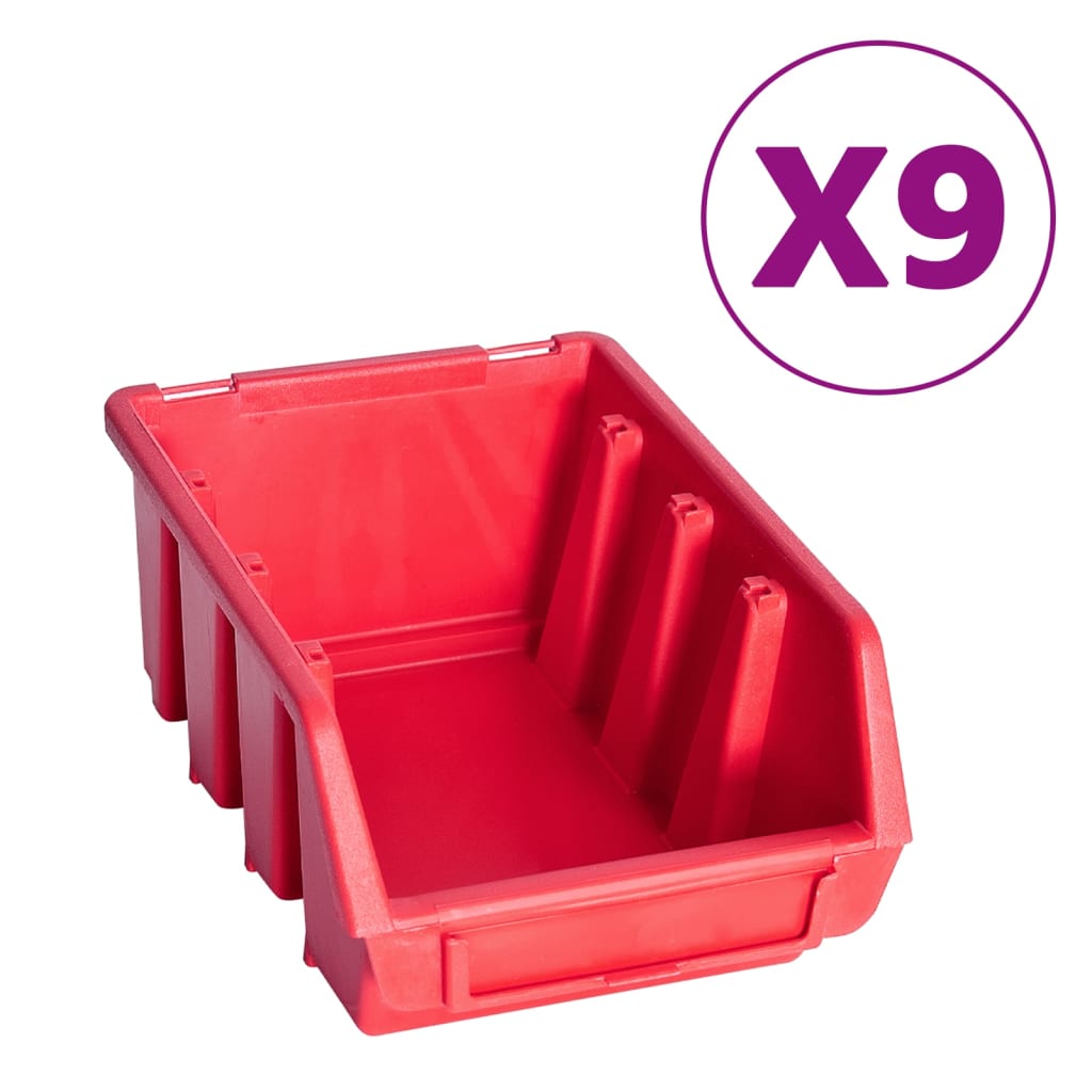 vidaXL Set cutii depozitare 103 piese cu panouri de perete, roșu&negru
