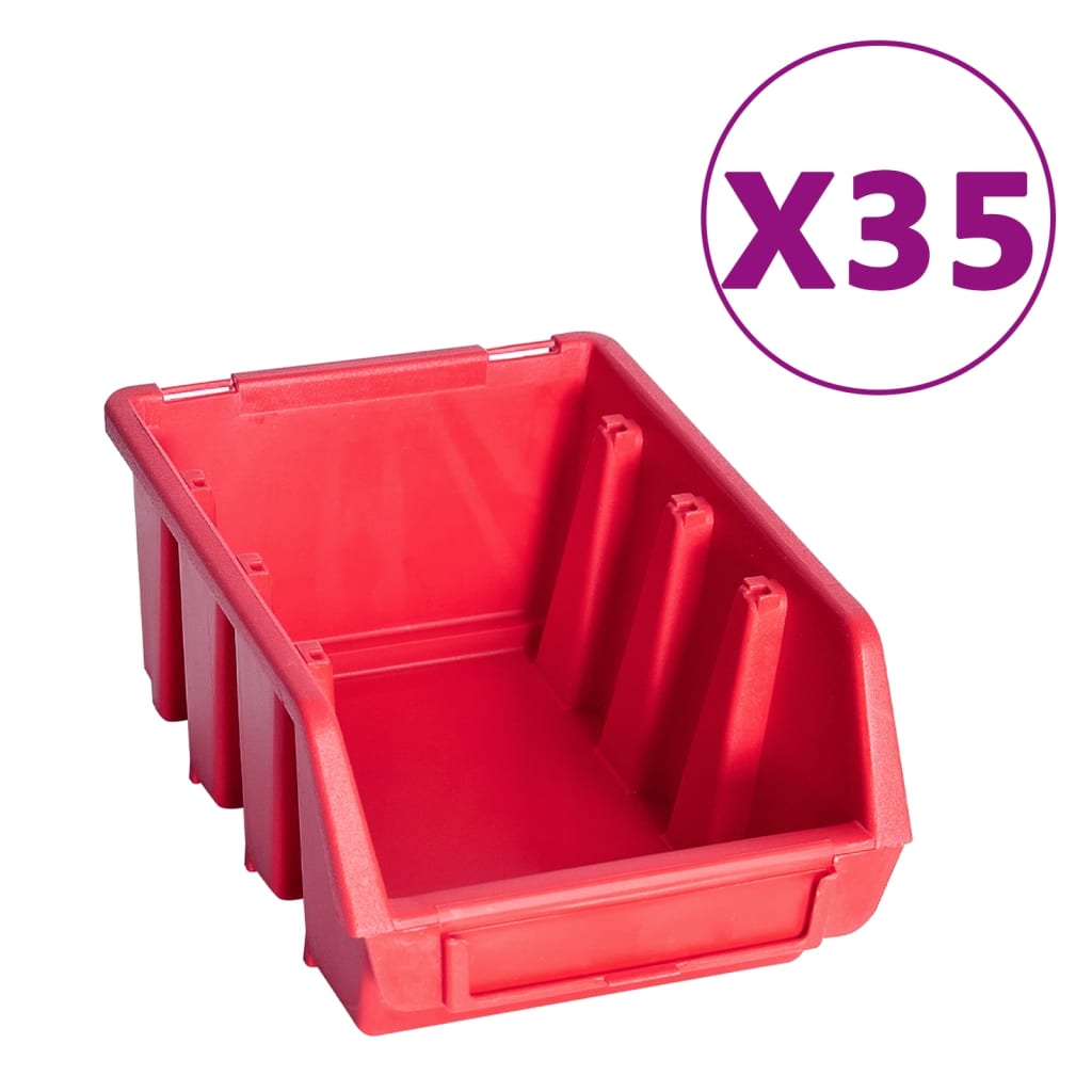 vidaXL Set cutii depozitare 141 piese cu panouri de perete, roșu&negru vidaXL Set cutii depozitare 141 piese cu panouri de perete, roșu&negru