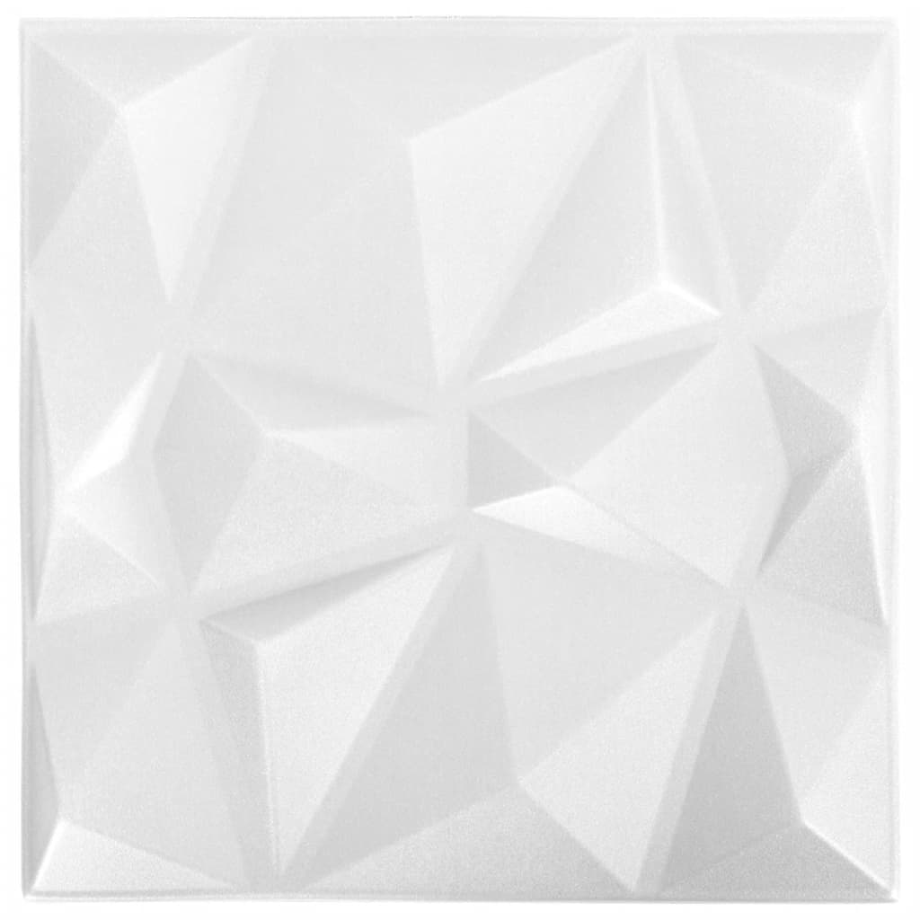 vidaXL Panouri de perete 3D 24 buc. alb 50x50 cm model diamant 6 m²