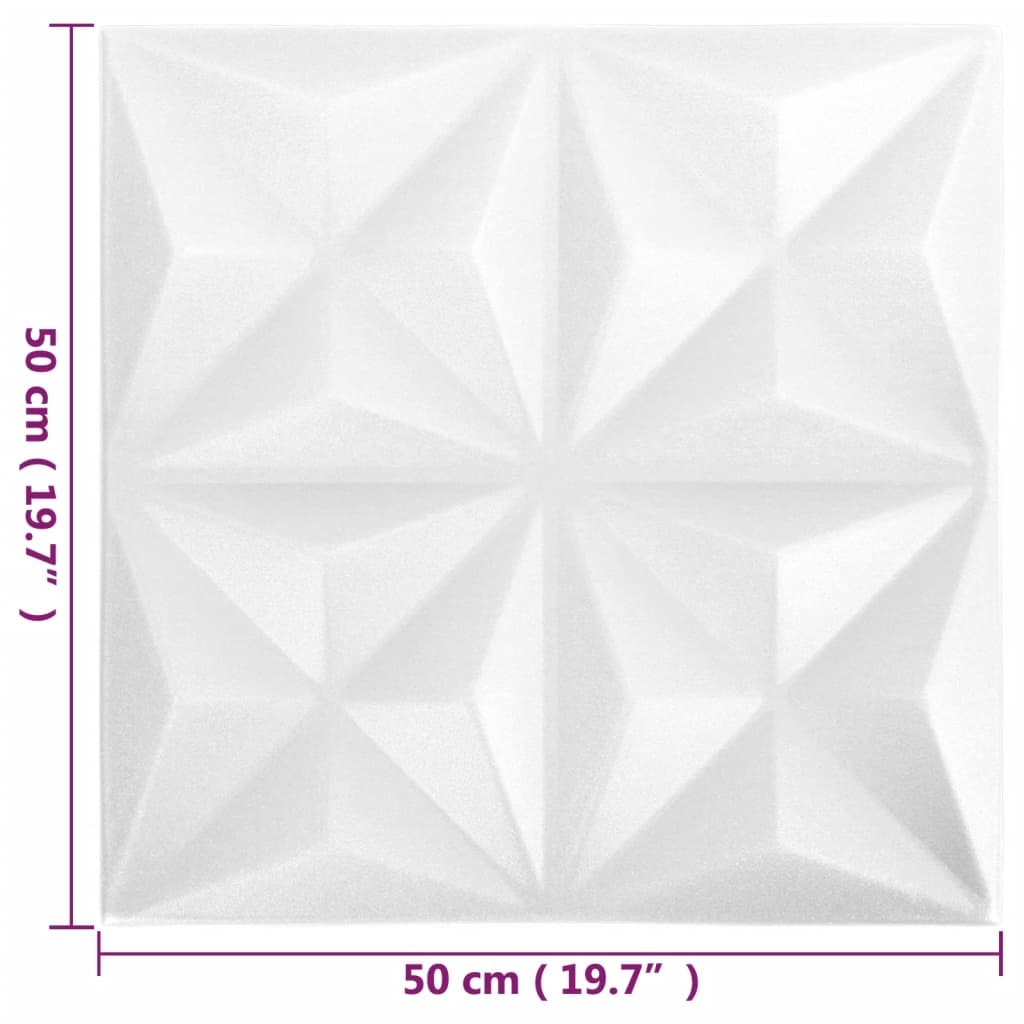 vidaXL Panouri de perete 3D 24 buc. alb 50x50 cm model origami 6 m² vidaXL Panouri de perete 3D 24 buc. alb 50x50 cm model origami 6 m²