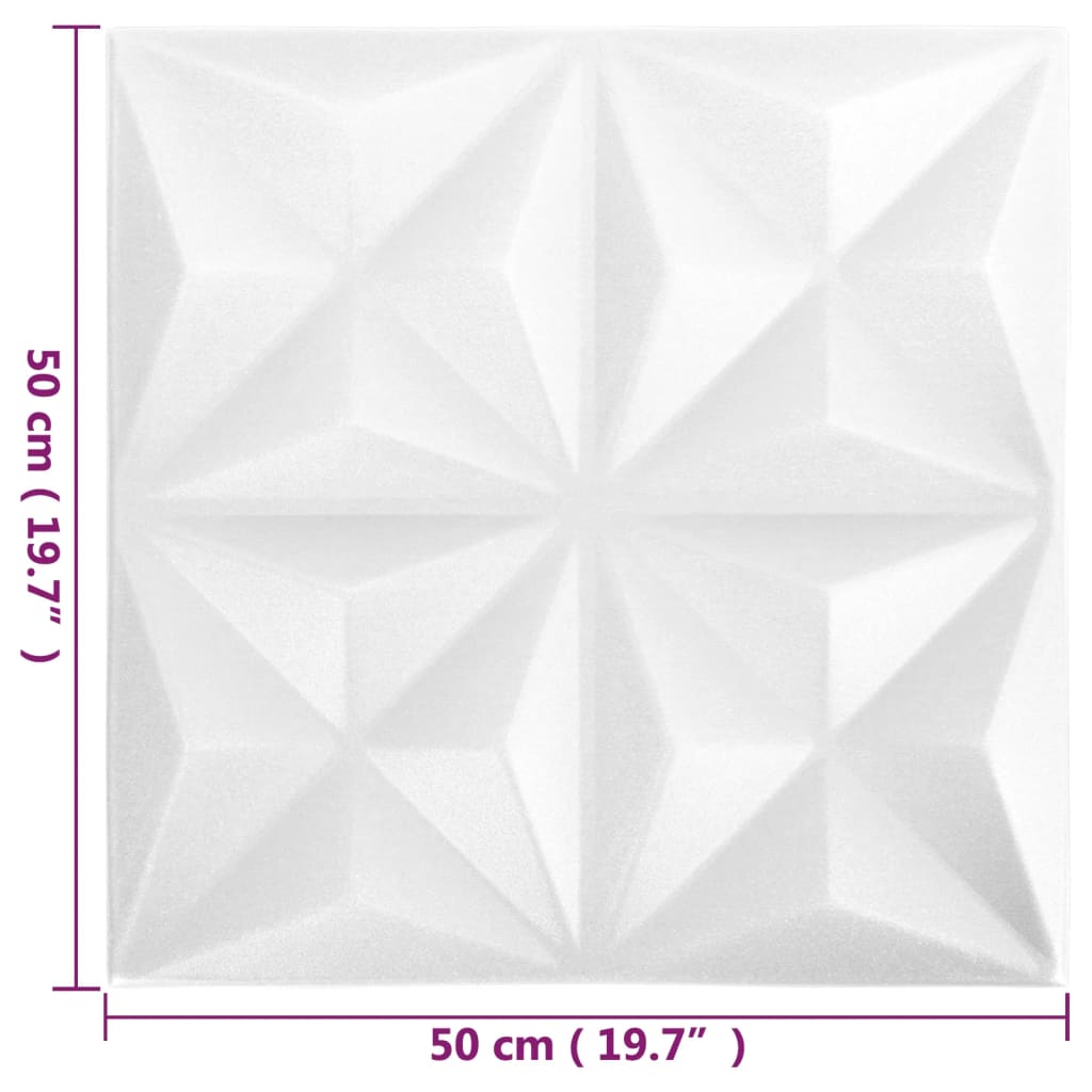 vidaXL Panouri de perete 3D 48 buc. alb 50x50 cm model origami 12 m² vidaXL Panouri de perete 3D 48 buc. alb 50x50 cm model origami 12 m²