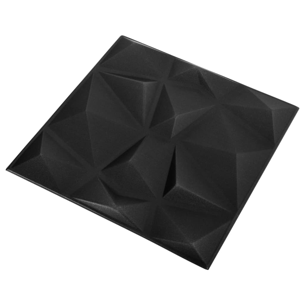 vidaXL Panouri de perete 3D 24 buc. negru 50x50 cm model diamant 6 m²