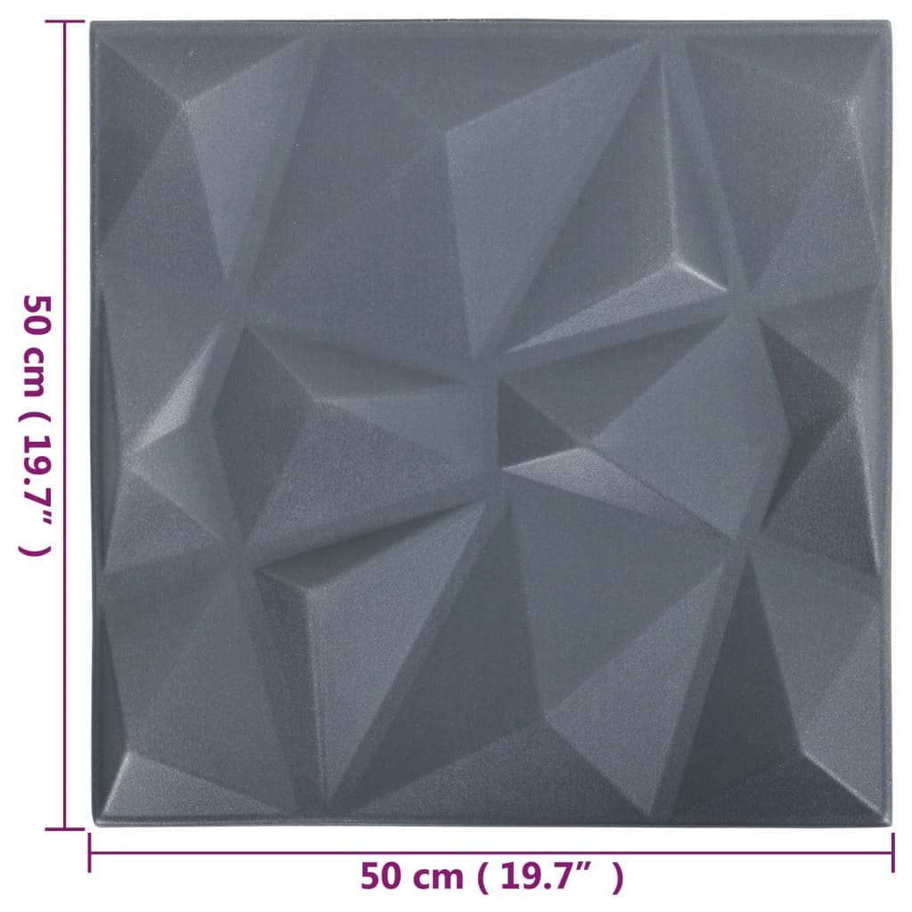 vidaXL Panouri de perete 3D 48 buc. gri 50x50 cm model diamant 12 m²