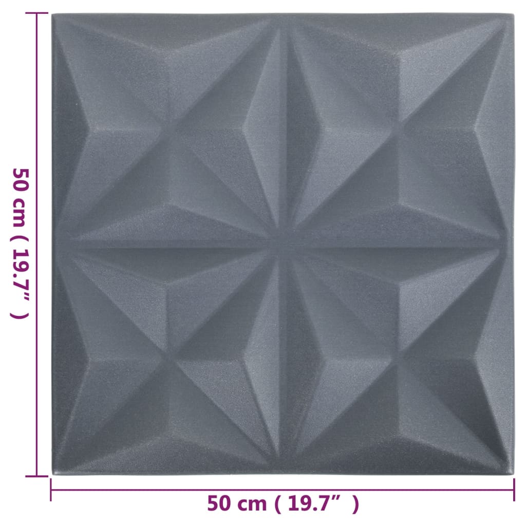 vidaXL Panouri de perete 3D 24 buc. gri 50x50 cm model origami 6 m²