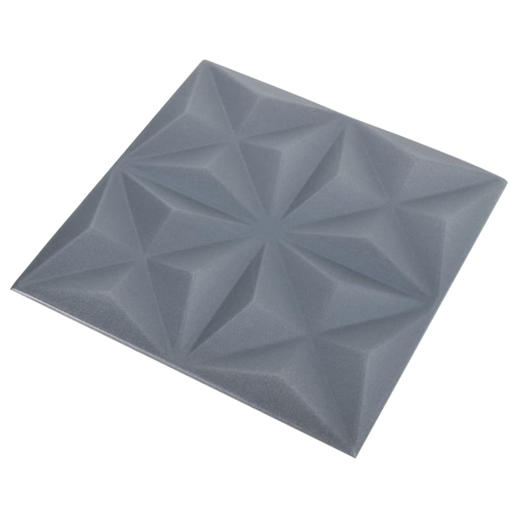 vidaXL Panouri de perete 3D 48 buc. gri 50x50 cm model origami 12 m² vidaXL Panouri de perete 3D 48 buc. gri 50x50 cm model origami 12 m²