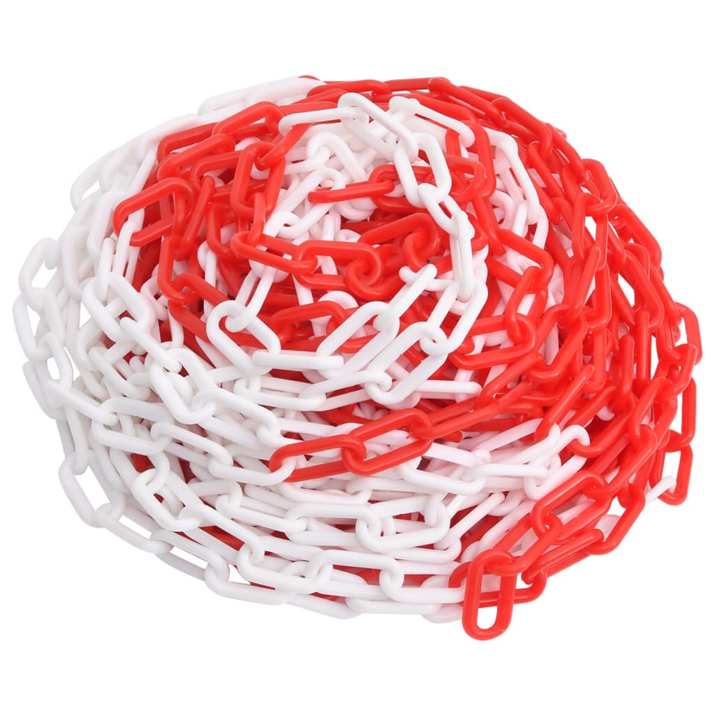vidaXL Lanțuri de avertizare, roșu și alb, 30 m, Ø4 mm, plastic vidaXL Lanțuri de avertizare, roșu și alb, 30 m, Ø4 mm, plastic