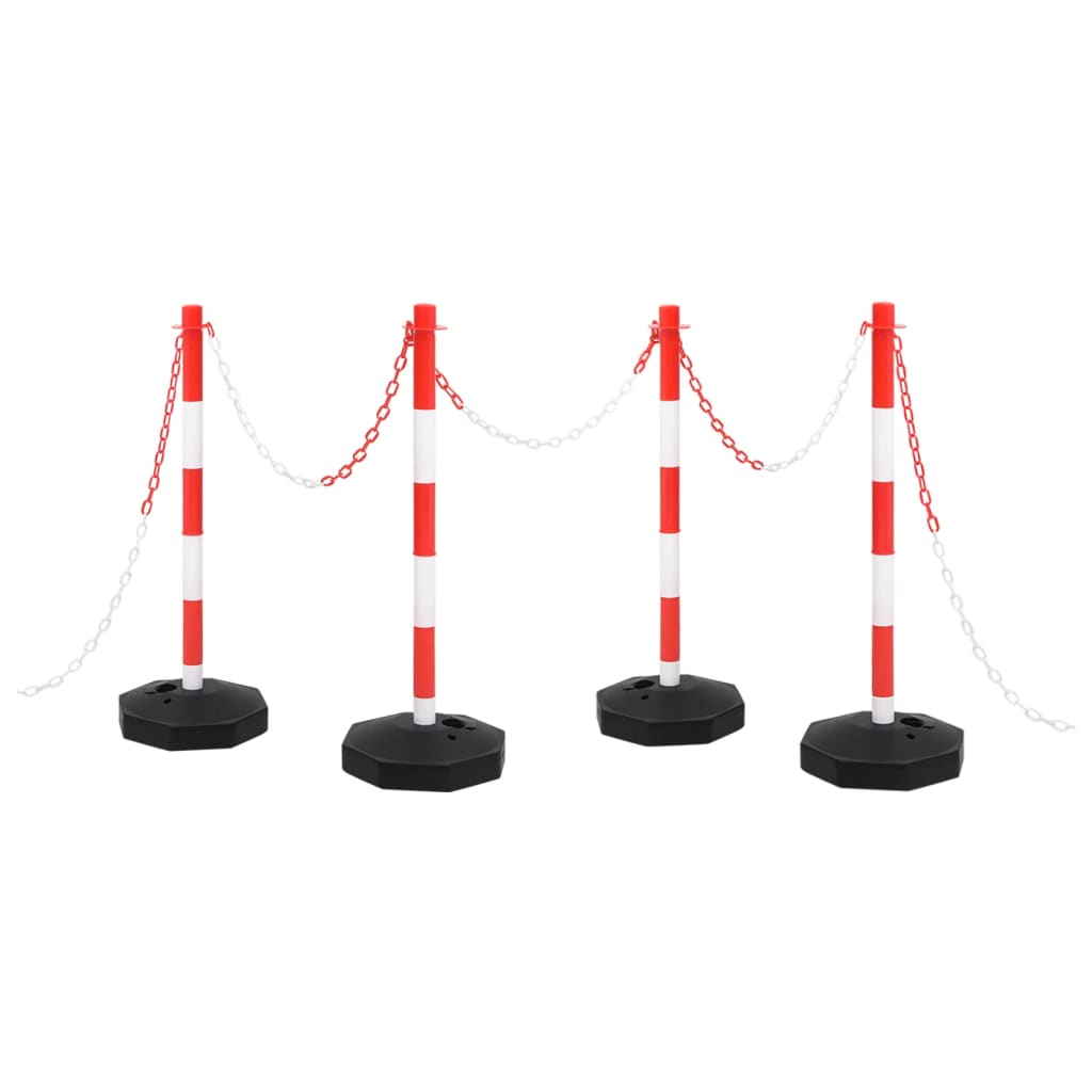 vidaXL Set stâlp semnalizare trafic, cu lanț din plastic de 10 m vidaXL Set stâlp semnalizare trafic, cu lanț din plastic de 10 m