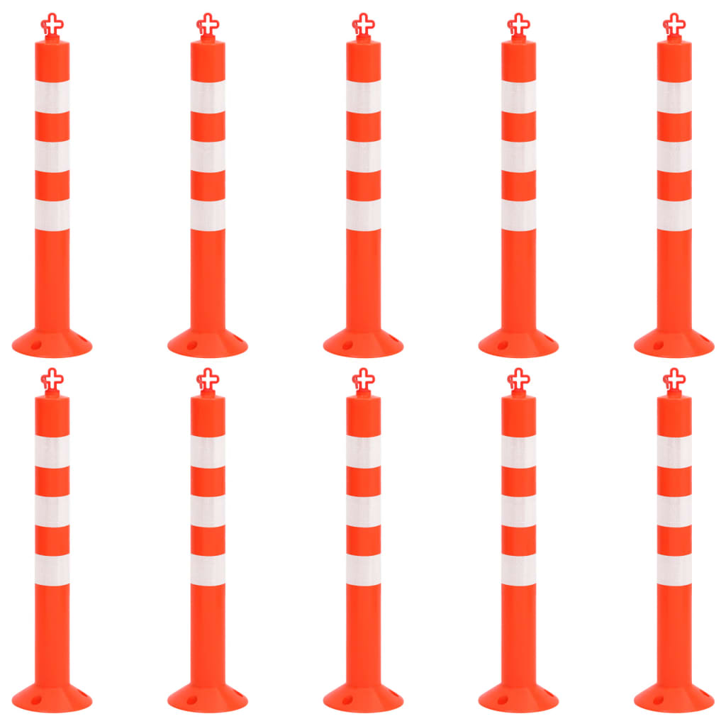 vidaXL Bornă de control trafic cu lanţ, 10 buc., 75 cm, PE vidaXL Bornă de control trafic cu lanţ, 10 buc., 75 cm, PE