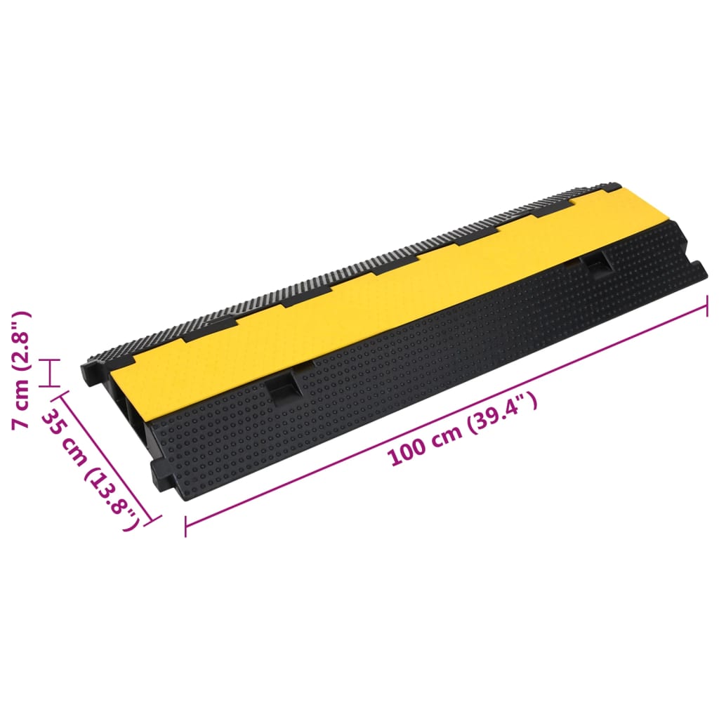 vidaXL Rampă de protecție cabluri, 2 canale, 100 cm, cauciuc