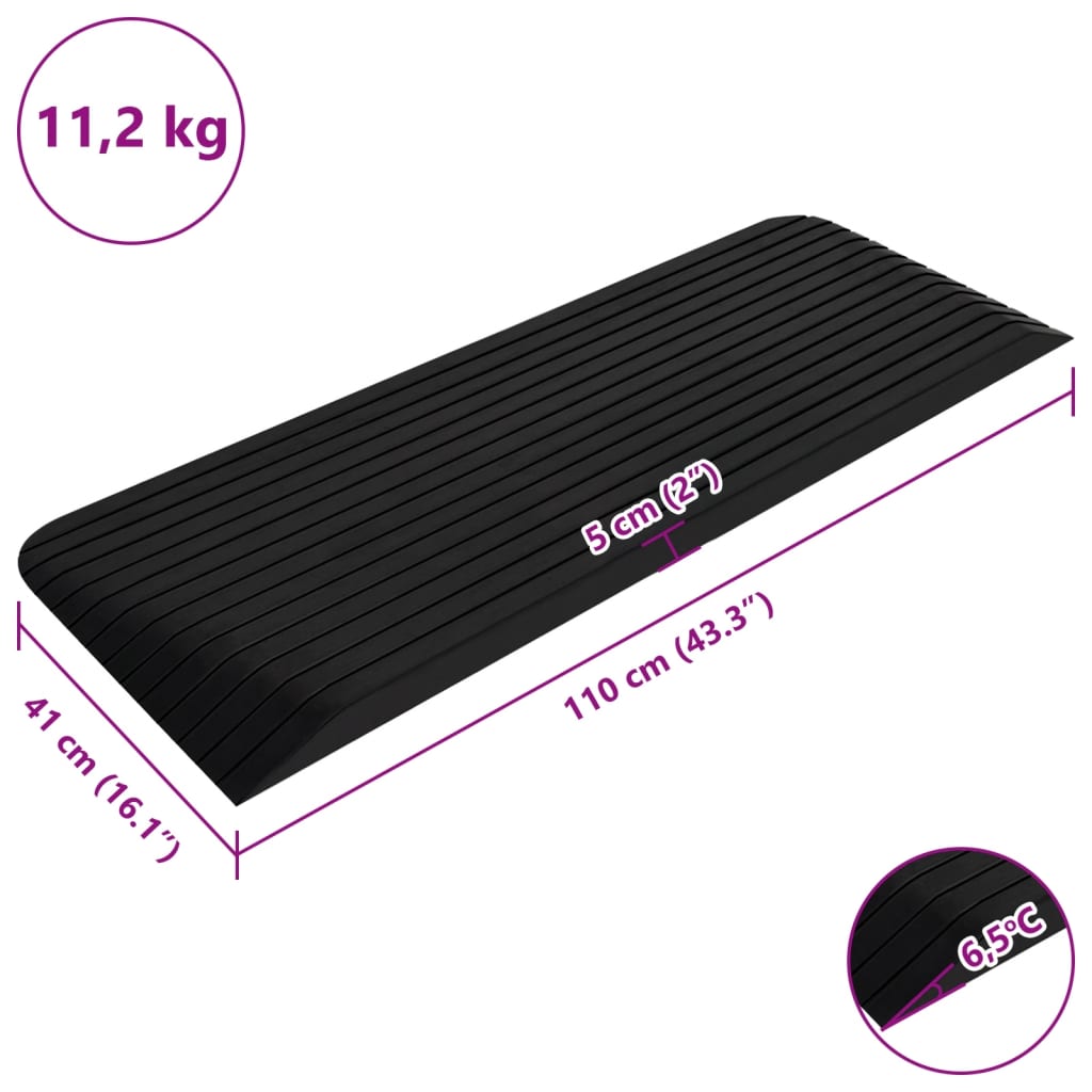 vidaXL Rampe tip prag, 110x41x5 cm, cauciuc vidaXL Rampe tip prag, 110x41x5 cm, cauciuc