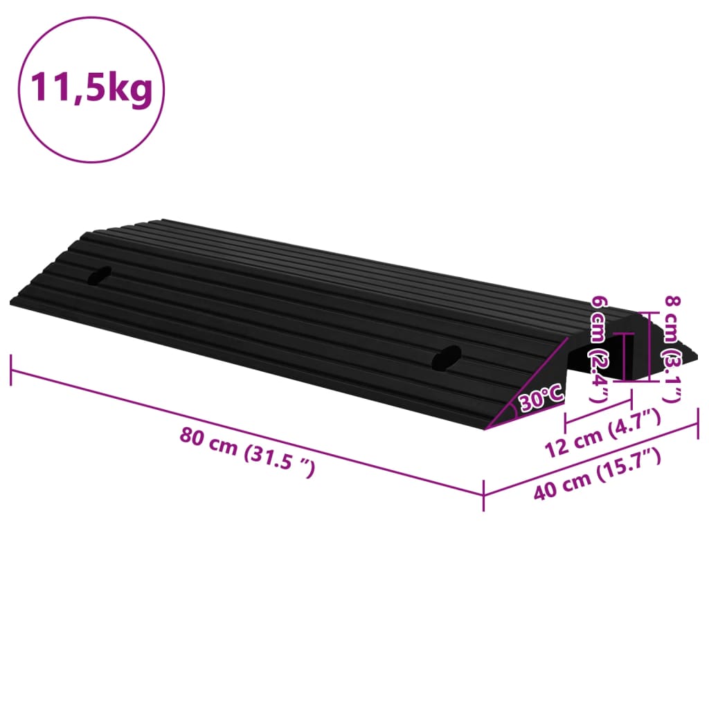 vidaXL Rampă tip prag în formă de pod, 80x40x8 cm, cauciuc vidaXL Rampă tip prag în formă de pod, 80x40x8 cm, cauciuc