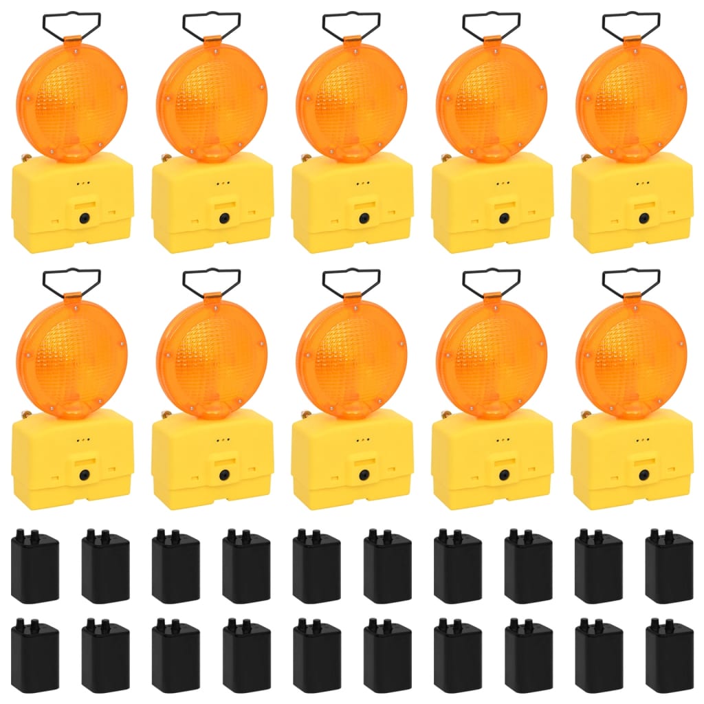 vidaXL Lumini de șantier, 10 buc., cu baterii, 18x8x37 cm vidaXL Lumini de șantier, 10 buc., cu baterii, 18x8x37 cm