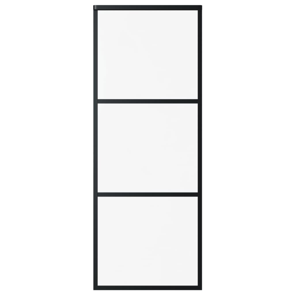 vidaXL Ușă glisantă cu 3 panouri, negru, 76x205 cm, sticlă ESG și aluminiu vidaXL Ușă glisantă cu 3 panouri, negru, 76x205 cm, sticlă ESG și aluminiu