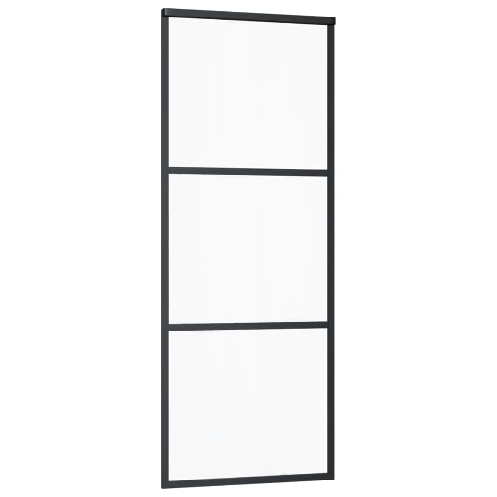 vidaXL Ușă glisantă cu 3 panouri, negru, 76x205 cm, sticlă ESG și aluminiu vidaXL Ușă glisantă cu 3 panouri, negru, 76x205 cm, sticlă ESG și aluminiu