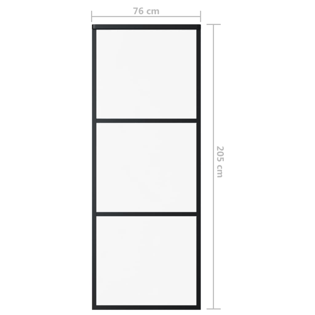 vidaXL Ușă glisantă cu 3 panouri, negru, 76x205 cm, sticlă ESG și aluminiu vidaXL Ușă glisantă cu 3 panouri, negru, 76x205 cm, sticlă ESG și aluminiu