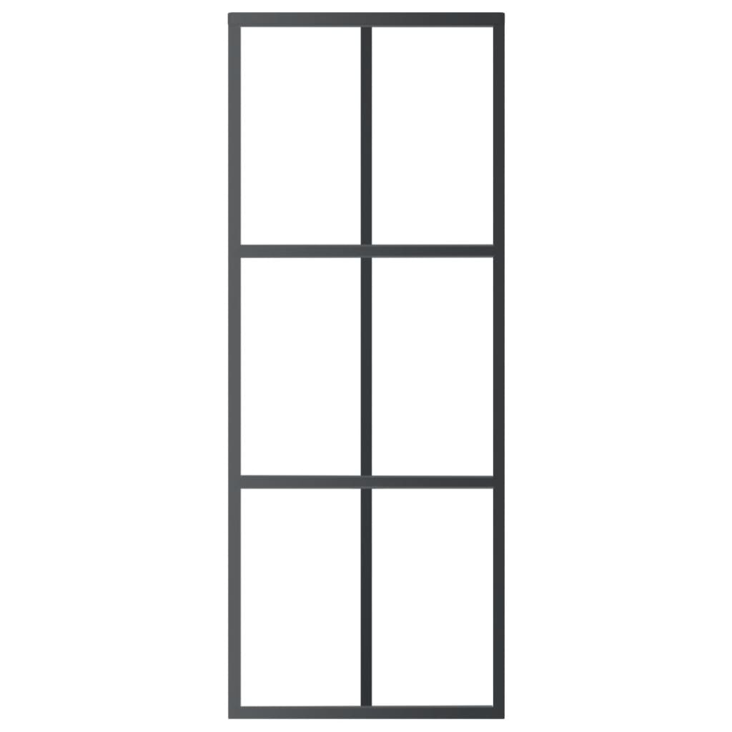 vidaXL Ușă glisantă, negru, 76x205 cm, sticlă ESG și aluminiu