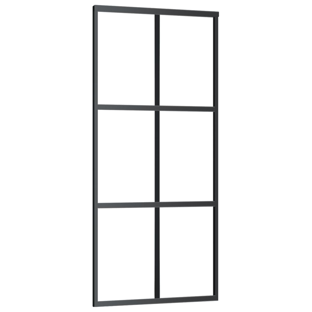 vidaXL Ușă glisantă, negru, 90x205 cm, sticlă ESG și aluminiu