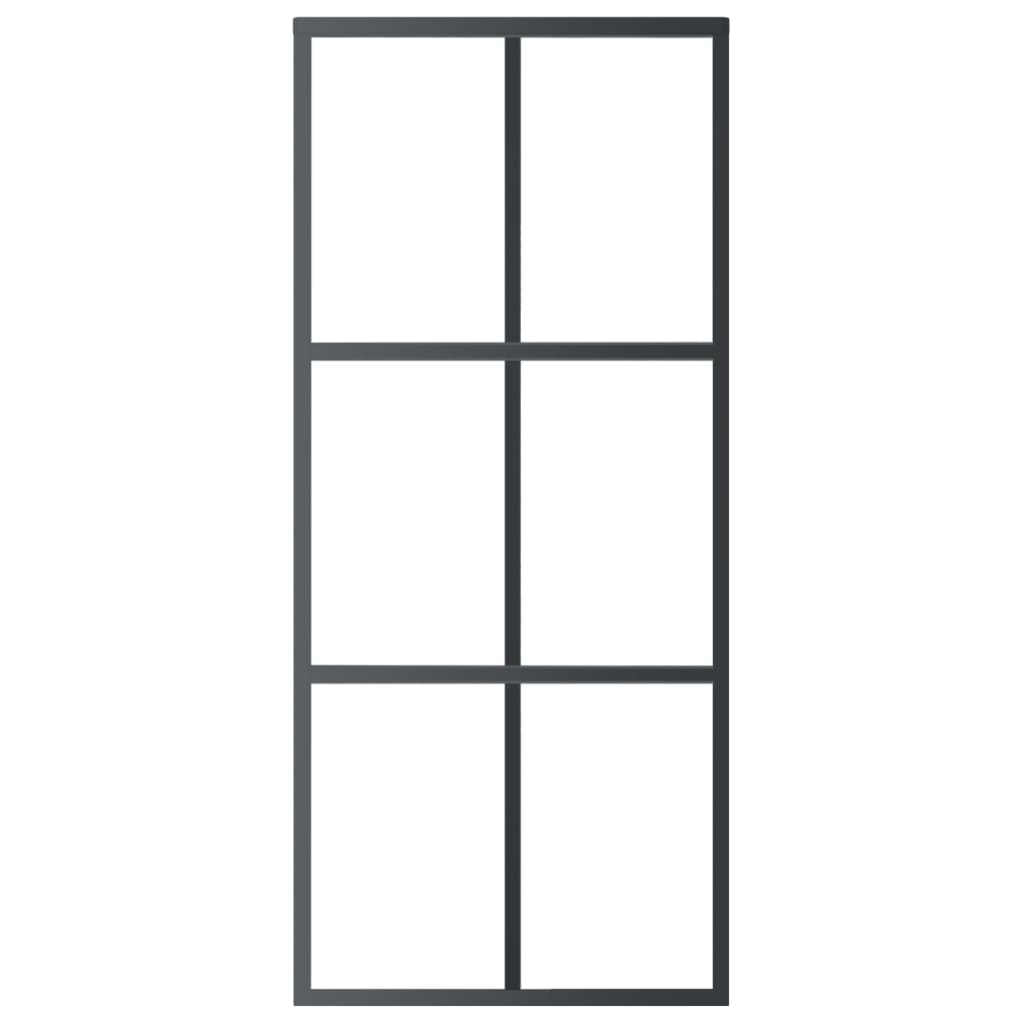 vidaXL Ușă glisantă, negru, 90x205 cm, sticlă ESG și aluminiu
