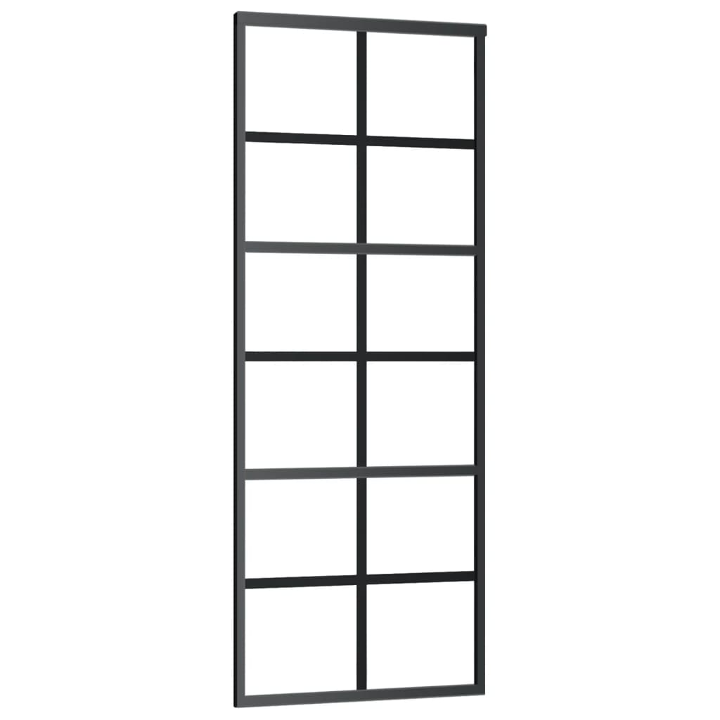 vidaXL Ușă glisantă, negru, 76x205 cm, sticlă ESG și aluminiu vidaXL Ușă glisantă, negru, 76x205 cm, sticlă ESG și aluminiu