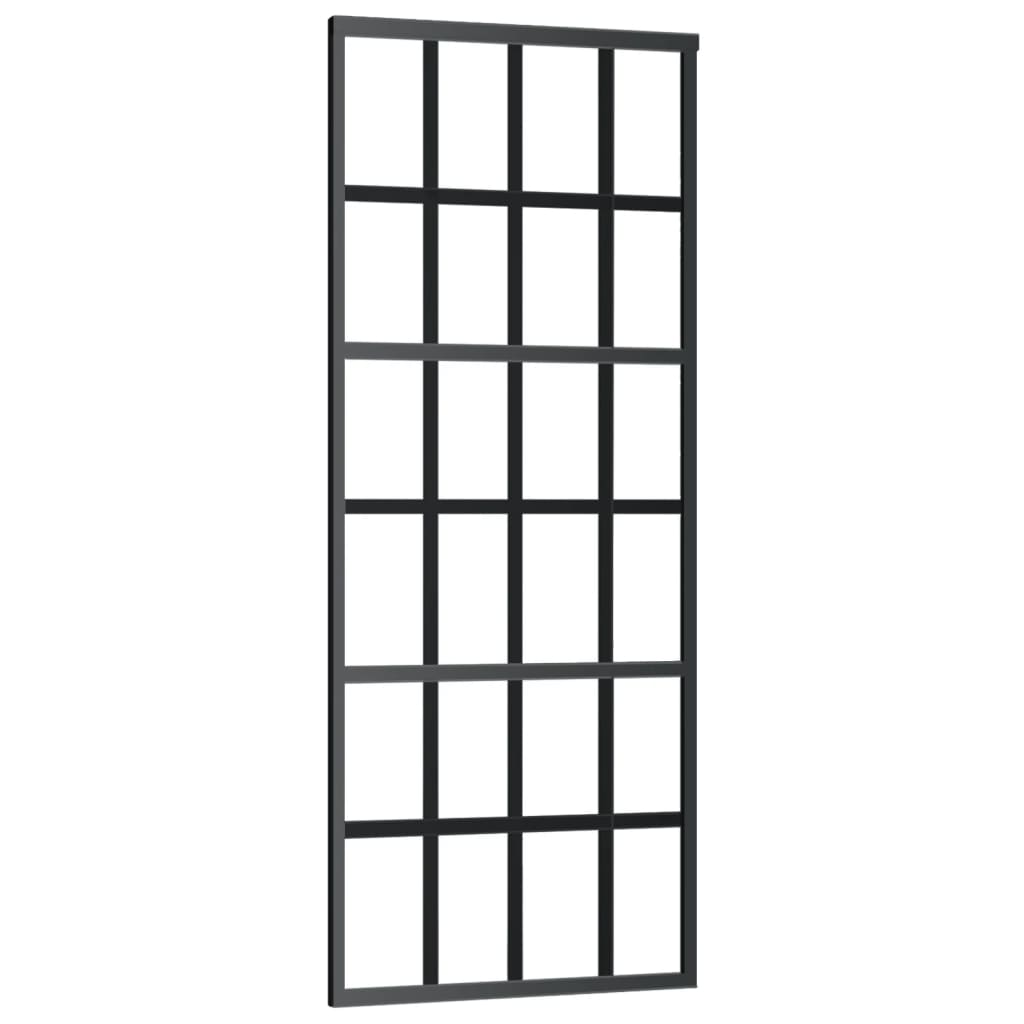 vidaXL Ușă glisantă, negru, 76x205 cm, sticlă ESG și aluminiu