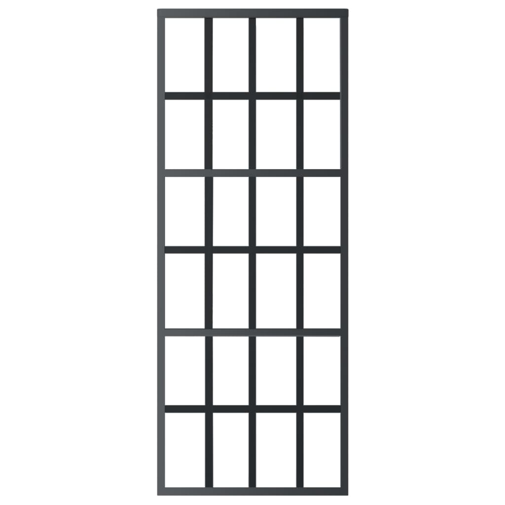 vidaXL Ușă glisantă, negru, 76x205 cm, sticlă ESG și aluminiu
