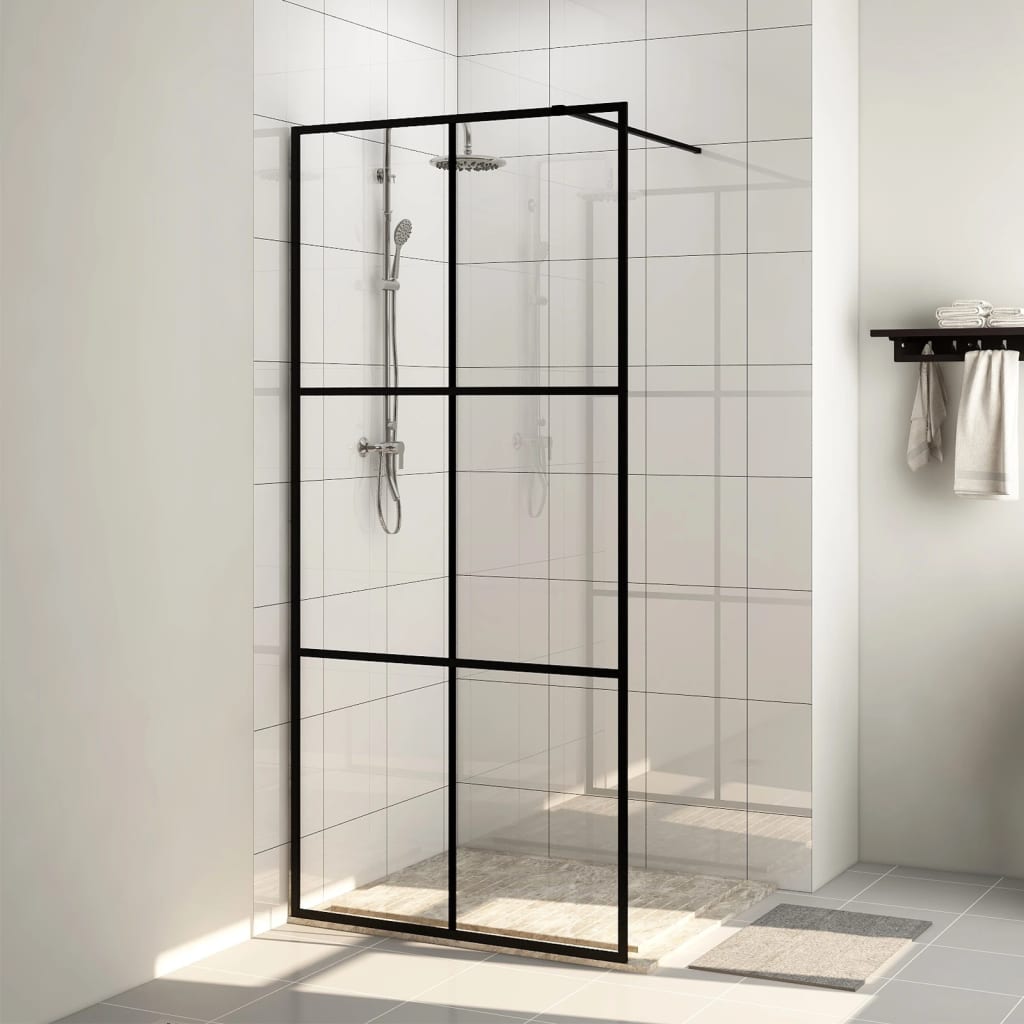 vidaXL Paravan de duș walk-in negru 80x195 cm sticlă ESG transparentă vidaXL Paravan de duș walk-in negru 80x195 cm sticlă ESG transparentă