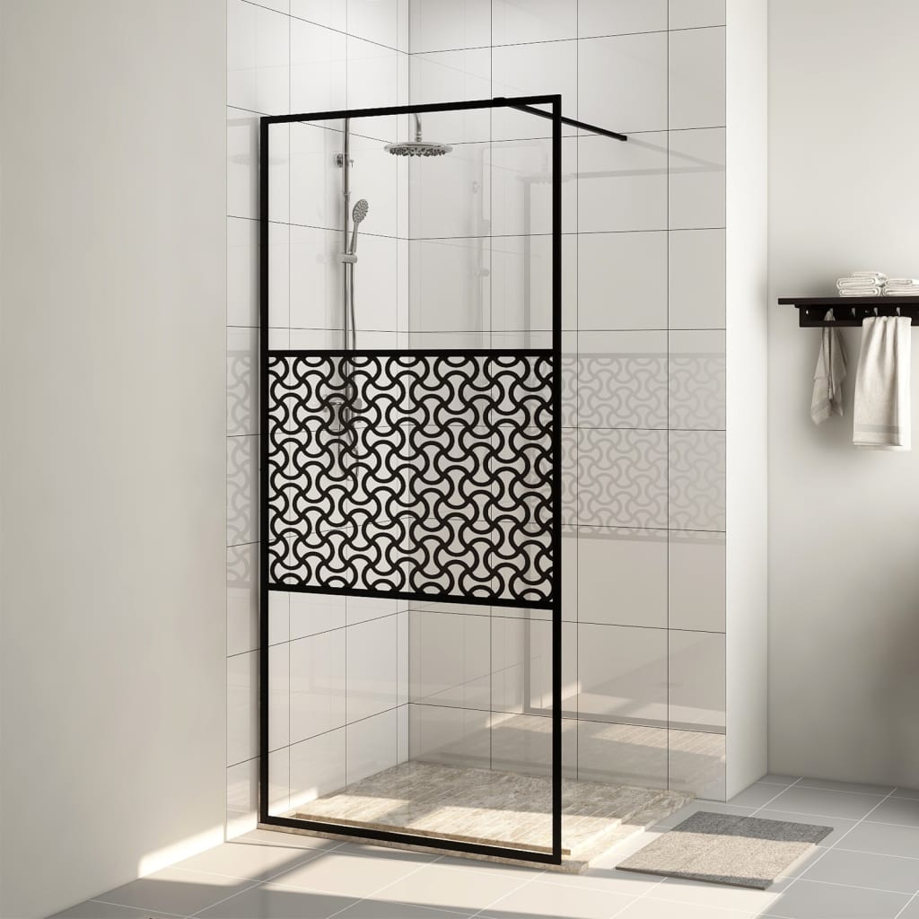 vidaXL Paravan duș walk-in, negru, 100x195 cm, sticlă ESG transparentă vidaXL Paravan duș walk-in, negru, 100x195 cm, sticlă ESG transparentă