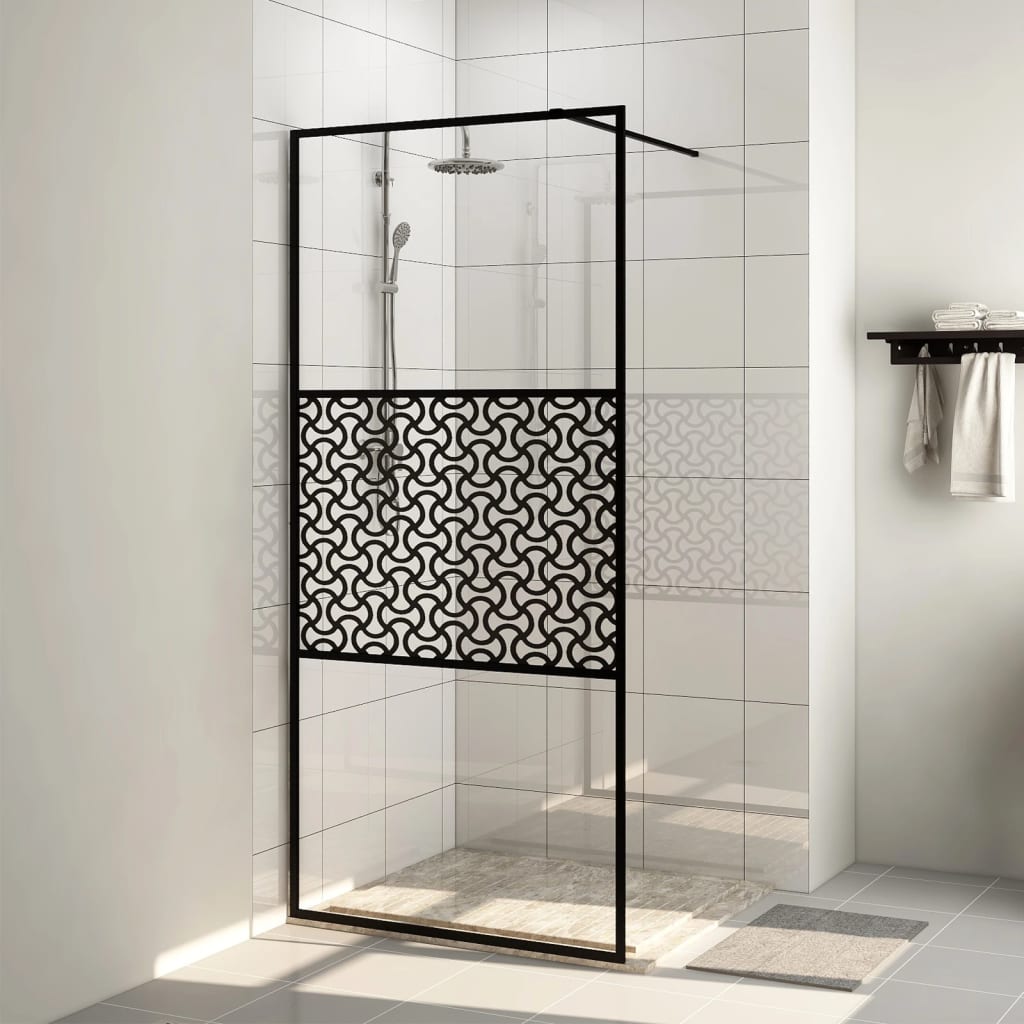 vidaXL Paravan de duș walk-in negru 115x195 cm sticlă ESG transparentă vidaXL Paravan de duș walk-in negru 115x195 cm sticlă ESG transparentă