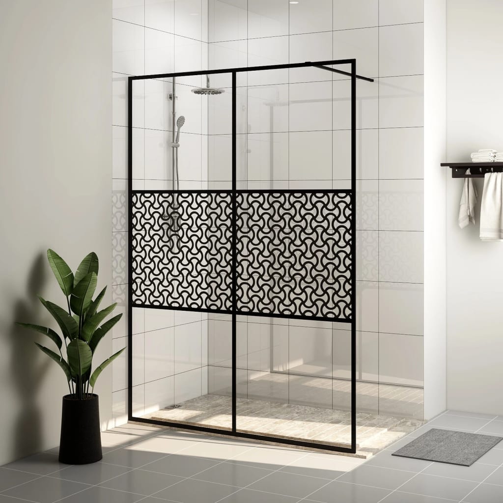vidaXL Paravan de duș walk-in negru 140x195 cm sticlă ESG transparentă vidaXL Paravan de duș walk-in negru 140x195 cm sticlă ESG transparentă