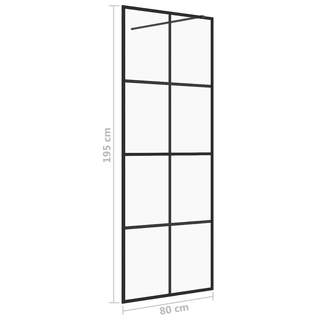 vidaXL Paravan de duș walk-in negru 80x195 cm sticlă ESG transparentă vidaXL Paravan de duș walk-in negru 80x195 cm sticlă ESG transparentă
