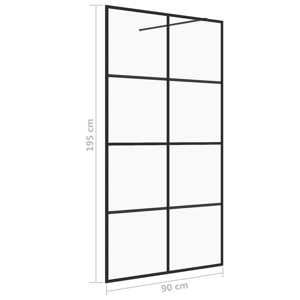 vidaXL Paravan de duș walk-in negru 90x195 cm sticlă ESG transparentă vidaXL Paravan de duș walk-in negru 90x195 cm sticlă ESG transparentă