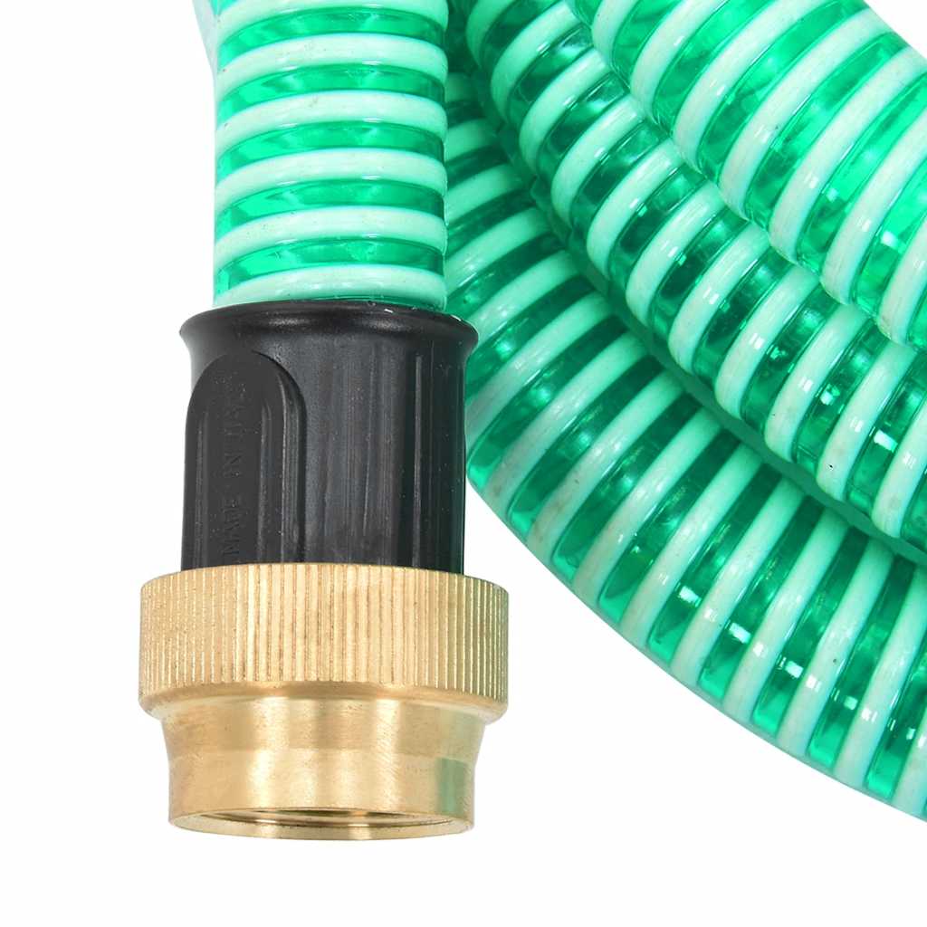 vidaXL Furtun de aspirație cu racorduri din alamă, verde 1,1" 3 m, PVC