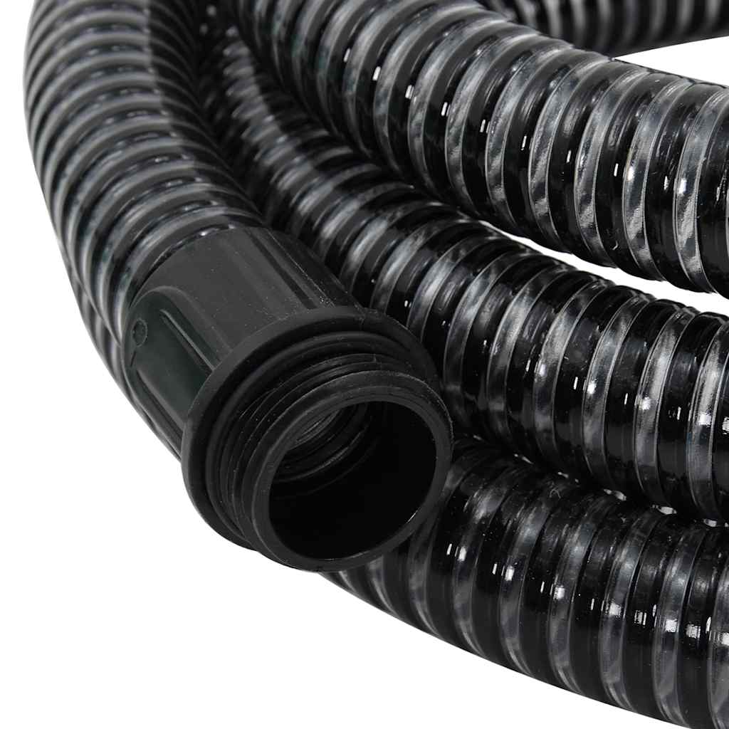 vidaXL Furtun de aspirație cu racorduri din alamă, negru 1,1" 15 m PVC